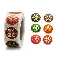 Christmas Roll Stickers, 6 Different Designs Decorative Sealing Stickers, for Christmas Party Favors, Holiday Decorations, Snowflake Pattern, 25mm, about 500pcs/roll(X-DIY-J002-B02)