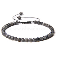 4mm Natural Labradorite Beaded Braided Bracelets, Adjustable Women's Bracelets, (SY1950-17)