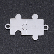 201 Stainless Steel Links connectors, Laser Cut, Puzzle, Stainless Steel Color, 13x21x1mm, Hole: 1.5mm(STAS-S105-T930-1)