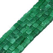 Natural White Jade Beads Strands, Dyed, Cube, Green, 4~4.5x4~4.5x4~4.5mm, Hole: 1mm, about 88pcs/strand, 15.16 inch(38.5cm)(G-N326-147A)