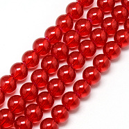 Baking Painted Glass Beads Strands, Imitation Opalite, Round, Red, 6mm, Hole: 1.3~1.6mm, about 133pcs/strand, 31.4 inch(X-DGLA-Q023-6mm-DB31)