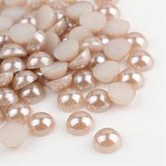 ABS Plastic Cabochons, Imitation Pearl, Half Round, Tan, 5x2.5mm, about 5000pcs/bag(OACR-S012-5mm-Z49)