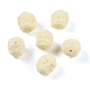 Synthetic Shell & Resin Beads, Buddha Head, Beige, 26x20.5x23.5mm, Hole: 2mm(BSHE-G036-11)