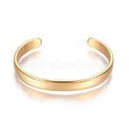 Ion Plating(IP) 304 Stainless Steel Cuff Bangles, Golden, 2-1/4x1-5/8 inch(5.7x4cm), 8mm(STAS-I110-10-8mm-G)