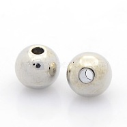 CCB Plastic Bead Spacers, Round, Platinum, 8mm, Hole: 2mm(CCB-J029-31P)