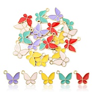 20Pcs 5 Colors Alloy Enamel Pendants, Butterfly, Light Gold, Mixed Color, 15x17x2mm, Hole: 1.6mm, 4pcs/color(ENAM-YW0002-99)