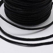 Round Braided Waxed Cotton Cords, Black, 1.7mm, about 10yards/roll(X-YC-L002-01)