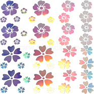 4 Sheets 2 Styles Flower PVC Waterproof Car Stickers, Reflective Self-Adhesive Decals, for Vehicle Decoration, Colorful, 132~160x300~368x0.3mm, 2 sheets/style(DIY-GF0008-94C)