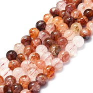 Natural Red Hematoid Quartz/Ferruginous Quartz Beads Strands, Fire Quartz, Grade AB, Round, 8~9mm, Hole: 0.8mm, about 48~52pcs/strand, 15.35''~16.54''(39~42cm)(G-K245-A02-04)
