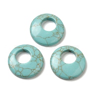 Synthetic Green Turquoise Pendants, Donut/Pi Disc Charms, 27.5~28x4.5~5.5mm(G-T122-76X)