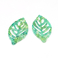 Cellulose Acetate(Resin) Pendants, Leaf, Light Sea Green, 38.5x22x2.5mm, Hole: 1.5mm(X-KY-S105-A321)