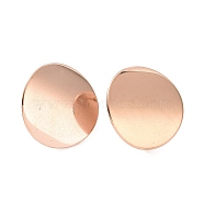 304 Stainless Steel Stud Earring Findings, with Loop, Curved, Flat Round, Rose Gold, 20mm, Hole: 3mm, Pin: 0.8mm(STAS-Q231-06RG)