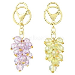 2Pcs Acrylic Keychains, Grape, with Iron Rings and Alloy Swivel Clasps, AB Color Plated, Mixed Color, 103mm(KEYC-YW00271)