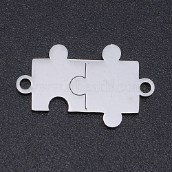 Non-Tarnish 201 Stainless Steel Links connectors, Laser Cut, Puzzle, Stainless Steel Color, 13x21x1mm, Hole: 1.5mm(STAS-S105-T930-1)