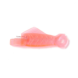 Fish Shaped Plastic Needle Threaders, Thread Guide Tools, with Nickle Plated Iron Hook, Pink, 33x12x4mm(TOOL-K010-01A)