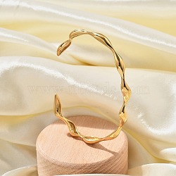 304 Stainless Steel Cuff Bangles for Women, Golden, Inner Diameter: 1-7/8 x2-1/2 inch(4.7x6.2cm)(BJEW-B108-14G)