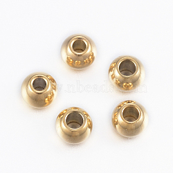 Ion Plating(IP) 304 Stainless Steel Beads, Round, Golden, 4x3mm, Hole: 1.5mm(STAS-H394-10G)
