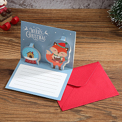 Christmas Theme 1Pc Paper Envelope and 1Pc 3D Pop Up Greeting Card Set, Fox Pattern, Envelope: 85x105mm, Card: 80x100mm(SCRA-PW0007-70E)