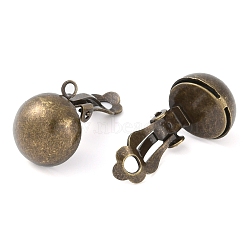 Brass Earring Findings, for Non-Pierced Ears, Nickel Free, Antique Bronze, 20x13mm, Hole: 3mm(KK-E031-AB-NF)