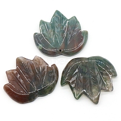 Natural Indian Agate Autumn Maple Leaf Pendants, Leaf Charms, 43x47~53x7mm, Hole: 2mm(PW-WG36930-16)