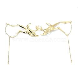 Party Alloy Face Masks, Gothic Metal Mask, Mechanical Punk Style Fluid Face Earring, Golden, 29x5.4x1.15cm(AJEW-B021-02G)