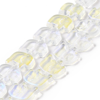 Transparent Glass Beads Strands, Elephant, Clear AB, 10x12x3mm, Hole: 1mm, about 45~48pcs/strand, 17.32 inch(44cm)