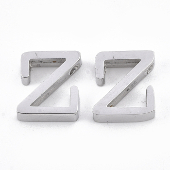 304 Stainless Steel Pendants, Stainless Steel Color, Letter, Letter.Z, 12x10.5x3mm, Hole: 1.8mm