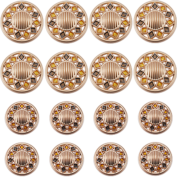 16Pcs 2 Style Alloy Enamel Shank Buttons, 1-Hole, Flat Round, Dark Orange, 18~22x10~10.5mm, Hole: 2mm, 8pcs/style