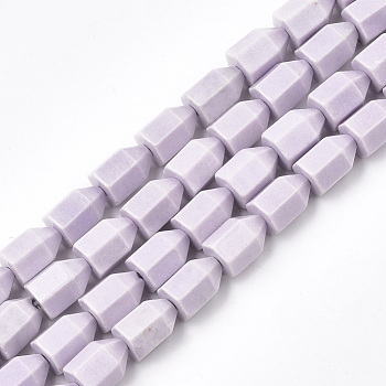 Natural Agate Beads Strands, Dyed, Arrows, Lilac, 8x5.5x5.5mm, Hole: 1mm, about 49pcs/strand, 15.7 inch