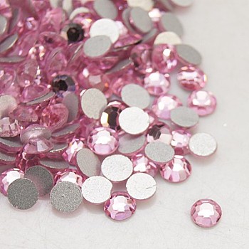 Glass Flat Back Rhinestone, Grade A, Back Plated, Faceted, Half Round, Light Rose, SS4, 1.5~1.6mm, 1440pcs/bag