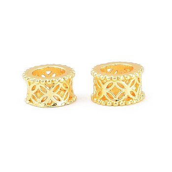 Brass European Beads, Column with Coin, Large Hole Bead, Golden, 4x3mm, Hole: 3mm
