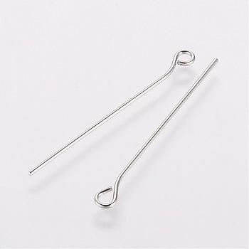 Rack Plating Brass Eye Pin, Long-Lasting Plated, Electroplated, Platinum, 35x0.7mm