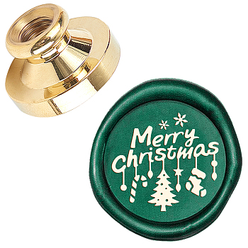Wax Seal Brass Stamp Head, for Wax Seal Stamp, Christmas Themed Pattern, 25x14.5mm
