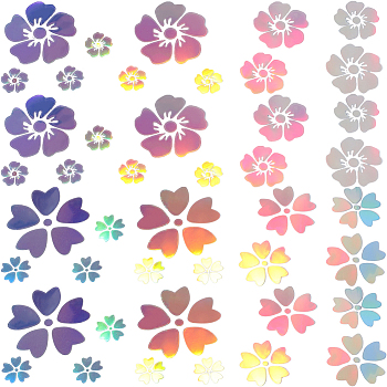 4 Sheets 2 Styles Flower PVC Waterproof Car Stickers, Reflective Self-Adhesive Decals, for Vehicle Decoration, Colorful, 132~160x300~368x0.3mm, 2 sheets/style