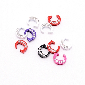 Rhinestone Slide Letter Charms, Alloy Intial Letter Beads, Spray Painted, Letter.C, C: 11.5x9.5x4.5mm, Hole: 1.5x8mm