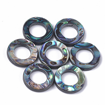 Abalone Shell/Paua Shell Bead Frames, Ring, 18x3mm, Hole: 1mm, Inner Diameter: 10mm
