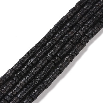 Natural Lava Rock Beads Strands, Flat Round/Disc, 4x2mm, Hole: 0.7mm, about 148pcs/strand, 15.08~15.16''(38.3~38.5cm)