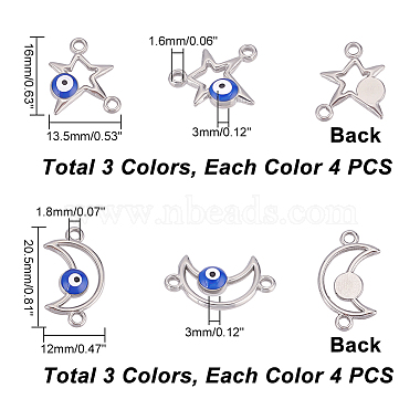 DICOSMETIC 24Pcs 6 Styles 304 Stainless Steel Enamel Connector Charms(STAS-DC0010-36)-2