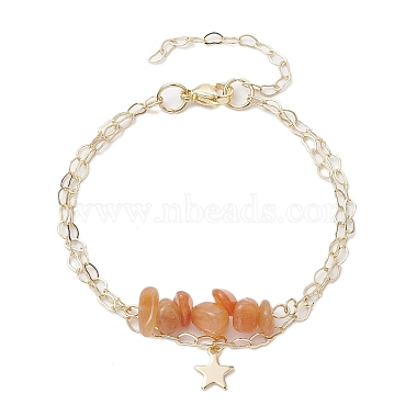 3Pcs 3 Styles Natural Red Aventurine & Natural Amethyst & Opalite Chip Multi-Strand Bracelet Sets(BJEW-JB10500)-3