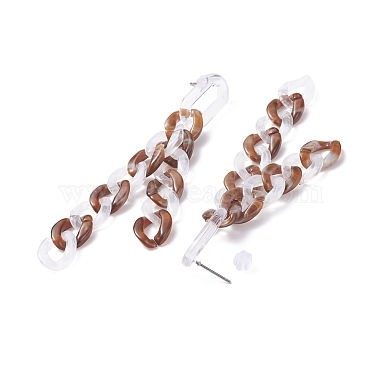 Acrylic Curb Chain Tassel Dangle Stud Earrings for Women(EJEW-JE04767-06)-5