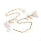 Round Natural Pearl Stud Earrings for Women(EJEW-E303-04G)-2