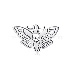 Non-Tarnish 201 Stainless Steel Pendants, Moth Charms, Stainless Steel Color, 30x17mm(SKUL-PW0003-01P)