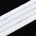 Opaque Solid Color Glass Beads Strands, Flat Round, White, 6~6.5x3~3.5mm, Hole: 0.8mm, about 114~116pcs/strand, 14.76~14.96 inch(37.5~38cm)(GLAA-N026-3x6mm-02)
