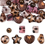 35Pcs 7 Styles Leopard Print Opaque Acrylic Beads, Mixed Shapes, 11.5~21.5x11.5~21x8~13.5mm, Hole: 2~3.6mm, 5pcs/style(FIND-YW0011-31)