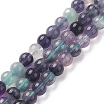 Natural Fluorite Beads Strands, Round, 8mm, Hole: 1mm, about 50pcs/strand, 15.16''(38.5cm)(X-G-B038-C02)