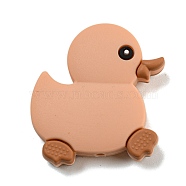 Silicone Focal Beads, Silicone Teething Beads, Baby Toy, Duck, Dark Salmon, 31x29x8mm, Hole: 2mm(SIL-P008-A07)
