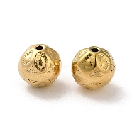 304 Stainless Steel Beads, Round with Flower, Real 18K Gold Plated, 8mm, Hole: 1.2mm(STAS-I203-15G)