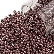TOHO Round Seed Beads, Japanese Seed Beads, Frosted, (564F) Matte Galvanized Cabernet, 11/0, 2.2mm, Hole: 0.8mm, about 1110pcs/bottle, 10g/bottle(SEED-JPTR11-0564F)