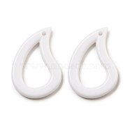 Opaque Acrylic Pendants, Magatama Charms, White, 30x20x3mm, Hole: 1.5mm, about 585pcs/500g(SACR-L007-035)