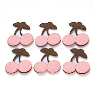 Faux Suede Patches, Costume Ornament Accessories, for Magic Tape Hair Clip Making, Cherry, Pink, 36x36x3mm(FIND-R075-26)